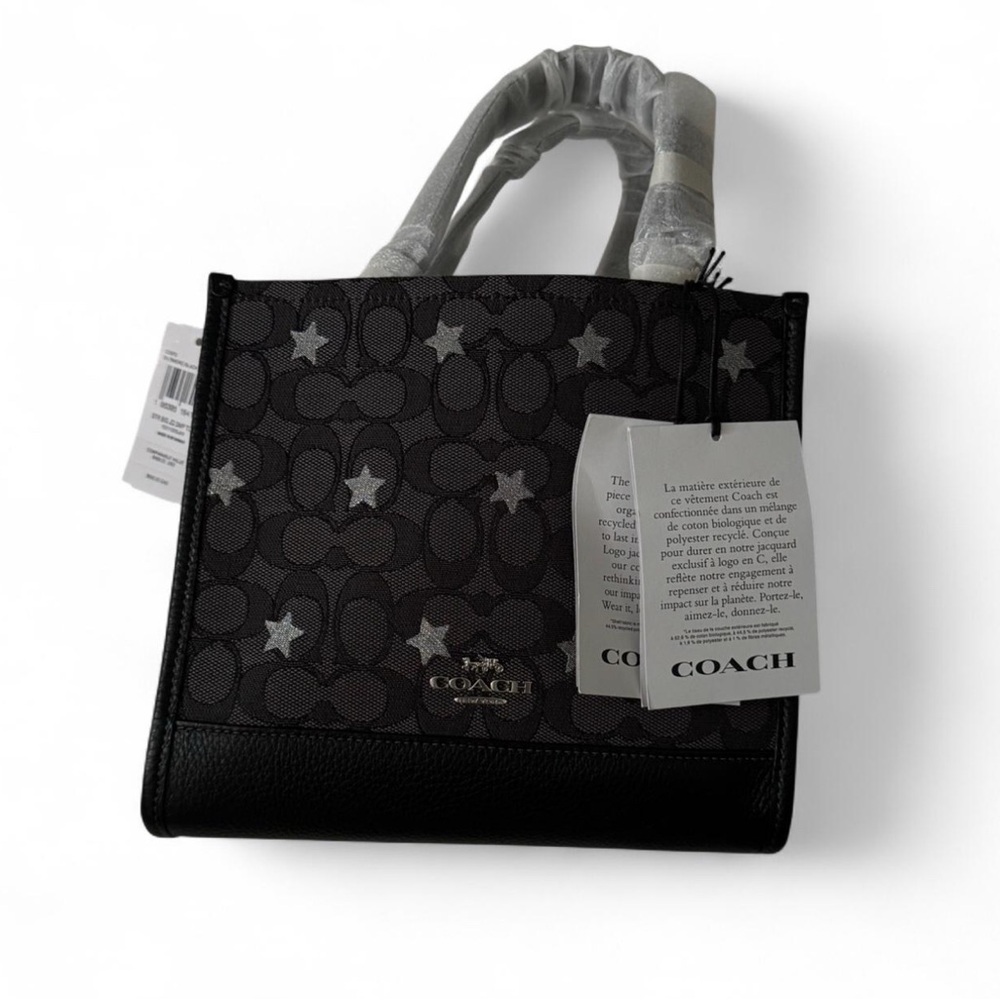 Coach black and silver star mini small tote bag Dempsey tote Limited Edition